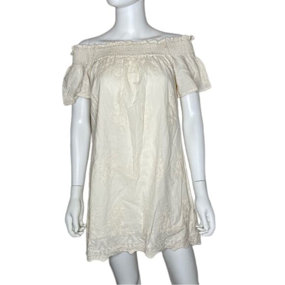 Romeo + Juliet Couture Women's Canvas Off Shoulder Short Sleeve Mini Dress sz M - Picture 1 of 4